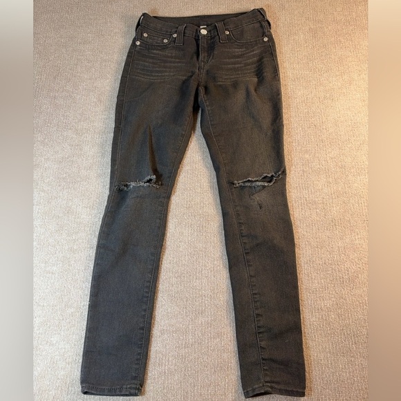 True Religion Black Distressed Skinny Jeans 1391 - Picture 1 of 7